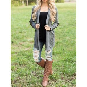 ✨Grey Elbow Patch Sequined Cardigan✨